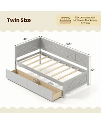 Gouun Pine Wood Twin Daybed with Storage Drawers