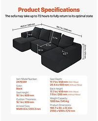 Gouun Corduroy U-Shaped Modular Sectional Sofa with Chaise, 1200 lbs Capacity, 100.7 x 49.6 in