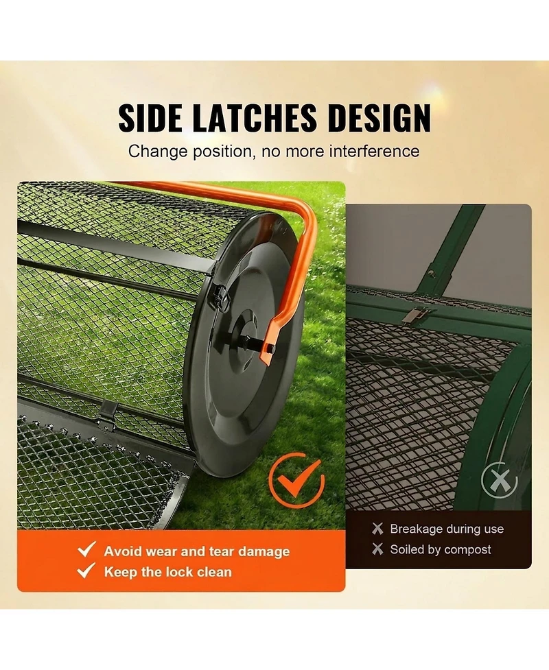 Sugift Compost Spreader, 24" Wide, Adjustable Handle for Lawn and Garden Use