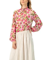 Ivonne Women's Floral High Neck Blouse