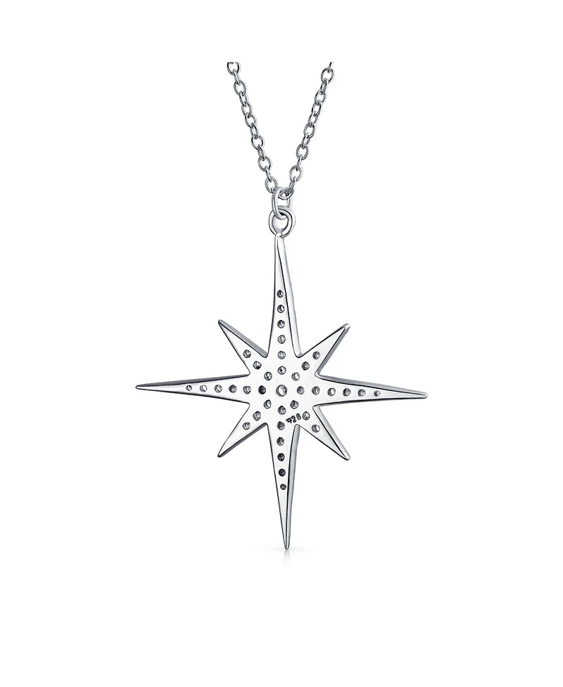 Bling Jewelry Celestial Pave Cubic Zirconia Cz North Star Burst Pendant Necklace