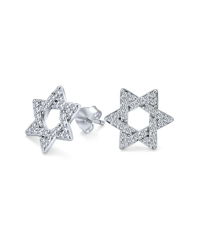 Bling Jewelry Bat Mitzva Gift Judaic Pave Cz Star Of David Stud Earrings