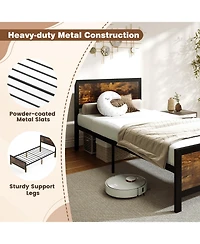 Sugift Twin Size Metal Bed Frame with Headboard and Footboard