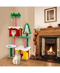 Cozito Cat Tree Christmas Theme with Gift Box Condos and Sisal