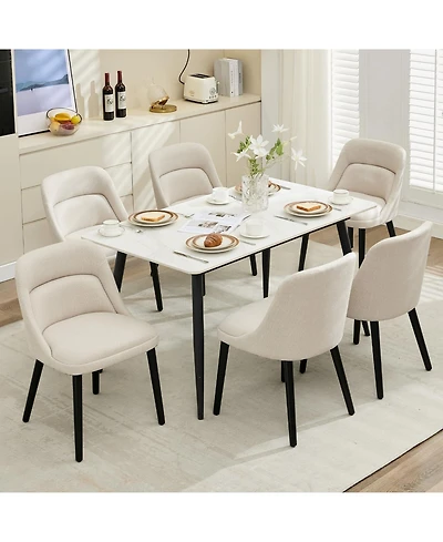 gaomon Dining Chairs Set of 6, Upholstered Linen Fabric Dining Room Chairs with Wood Legs, Modern Dining Chair for Kitchen, Dining Room
