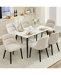 gaomon Dining Chairs Set of 6, Upholstered Linen Fabric Dining Room Chairs with Wood Legs, Modern Dining Chair for Kitchen, Dining Room