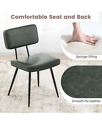 Gymax Dining Chairs Set of 4 Width Pu Leather Cover Filled Sponge Waterfall Seats