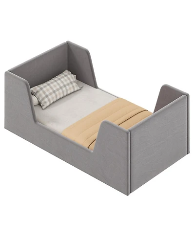 Gouun Upholstered Toddler Bed Frame with Safety Rails