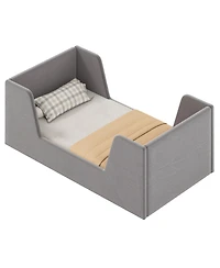 Gouun Upholstered Toddler Bed Frame with Safety Rails