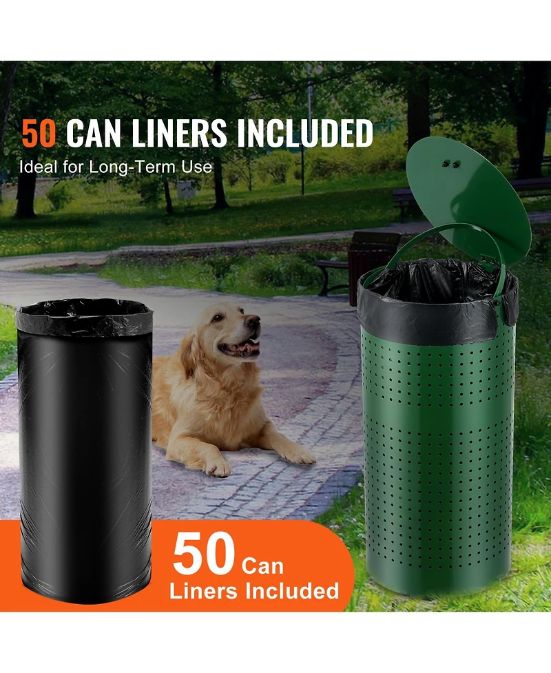 Cozito Dog Poop Trash Can 11.5 Gallon 50 Liner Bags Outdoor