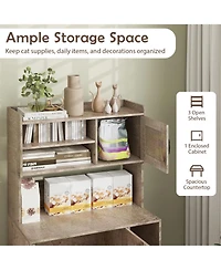 Cozito Cat Litter Box Enclosure 52 in Display Shelves Oak Style