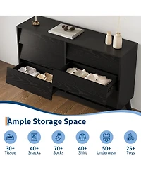 gaomon 6 Drawer Dresser, Large Wood Storage Organizer with Concealed Handles, Modern Farmhouse Chest.