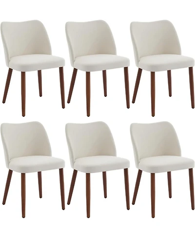 gaomon Dining Chair Set of 6, Linen Upholstered Dining Chair with Solid Wood Legs, Wing Backrest