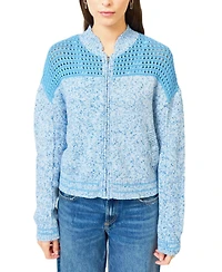 Central Park West Women's Clover Mesh Sweater Bomber