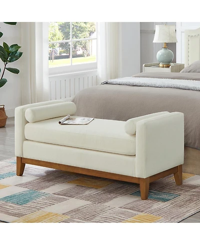Streamdale Furniture Boucle Upholstered Ottoman/Bench with Pillows