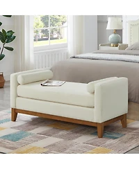 Streamdale Furniture Boucle Upholstered Ottoman/Bench with Pillows