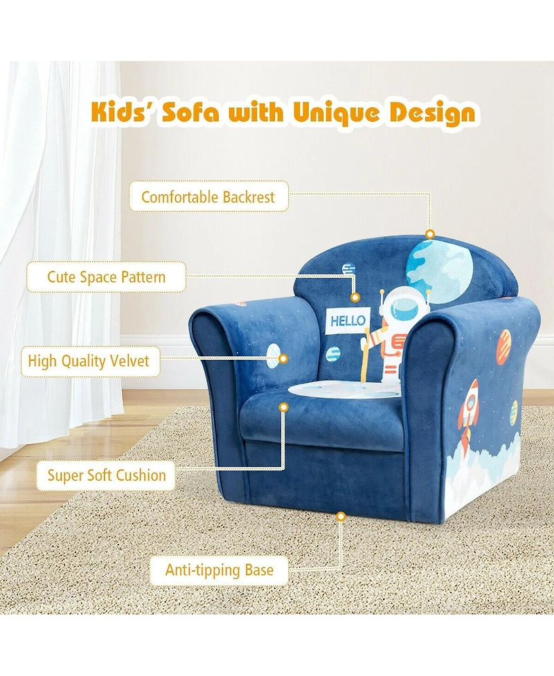 Sugift Kids Astronaut Armrest Upholstered Couch
