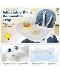 Sugift 4-in-1 Baby Convertible Toddler Table Chair Set with Pu Cushion