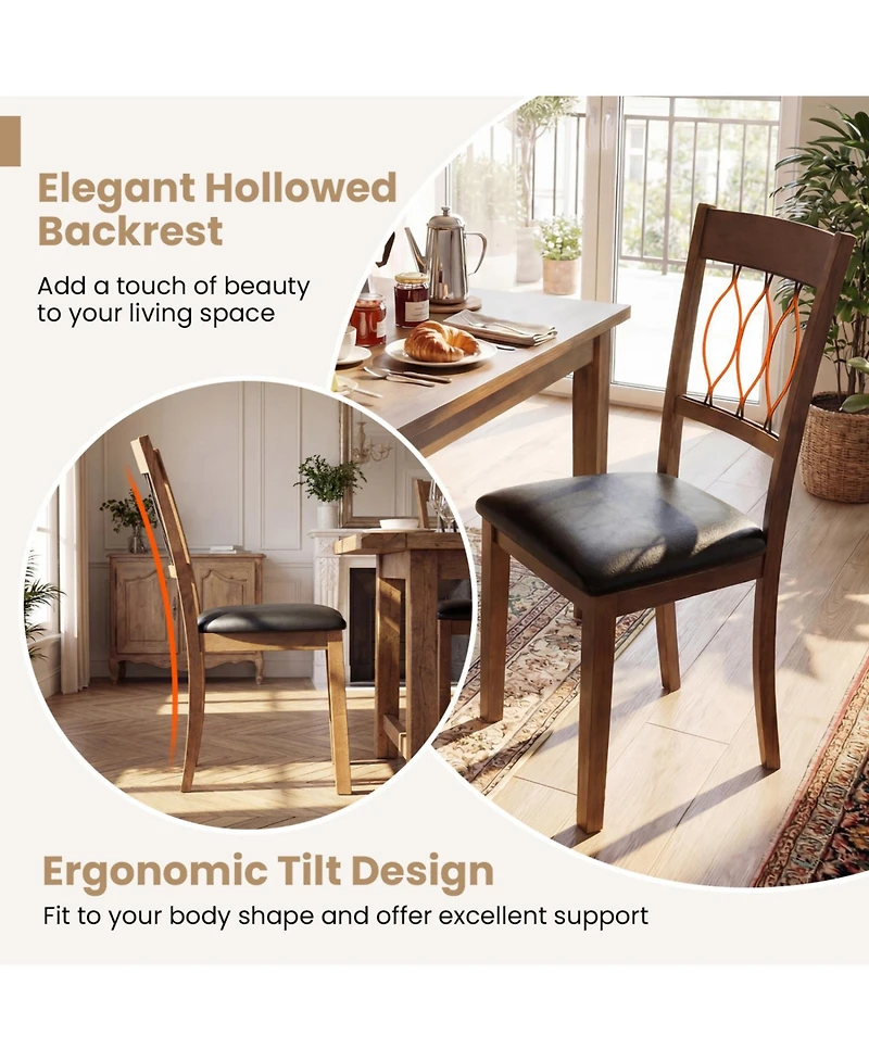 Sugift Set of 2 Dining Chair Fabric/Faux Leather Upholstered with Padded Seat