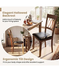 Sugift Set of 2 Dining Chair Fabric/Faux Leather Upholstered with Padded Seat