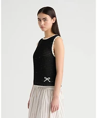 Nvlt Women's Sleeveless Crochet Top with Sequins