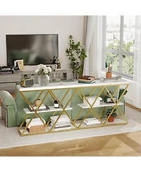 gaomon 39 Inch Metal Frame Entryway Console Table with 3 Tier Storage Shelves