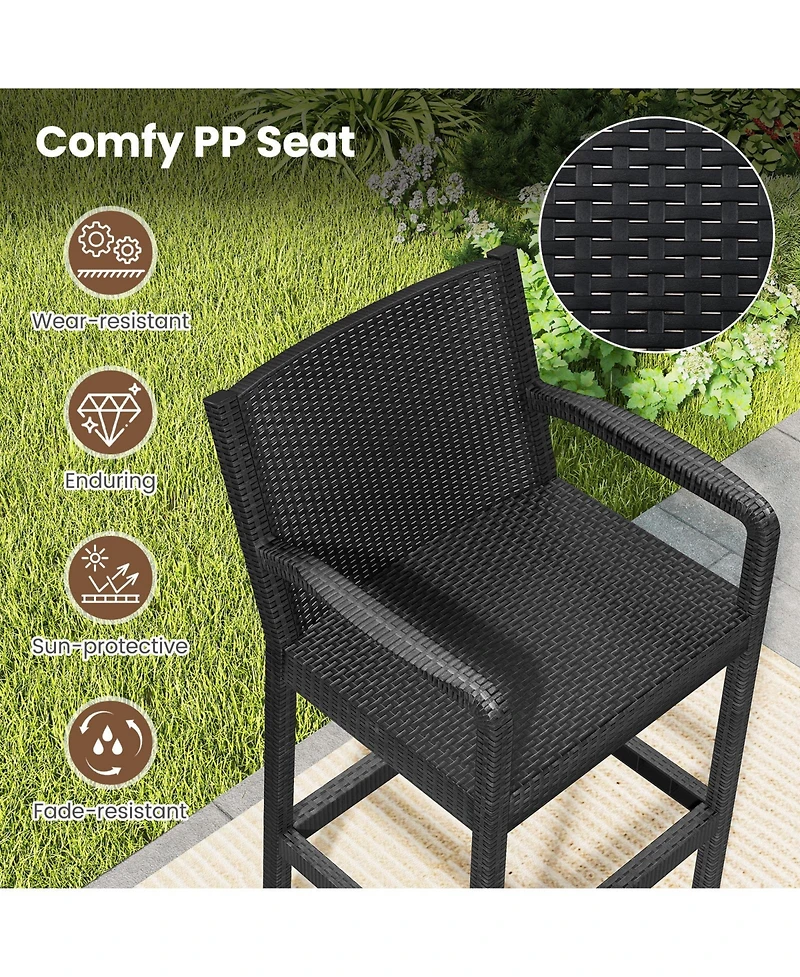Slickblue 3 Pieces Patio Bar Set with 2 Stools and 1 Bar Table