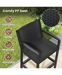 Slickblue 3 Pieces Patio Bar Set with 2 Stools and 1 Bar Table
