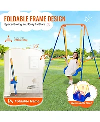 Gouun 3-in-1 Foldable Toddler Swing Set with Metal Frame and Sandbags for Ages 3