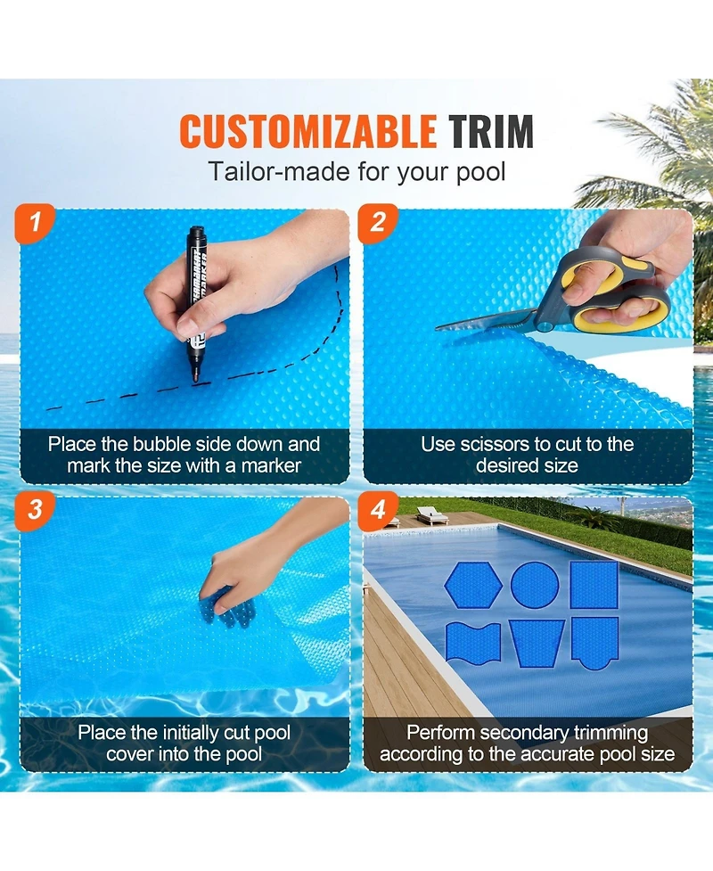 Sugift 36 18 ft Rectangle Solar Pool Cover for Inground Swimming Pools