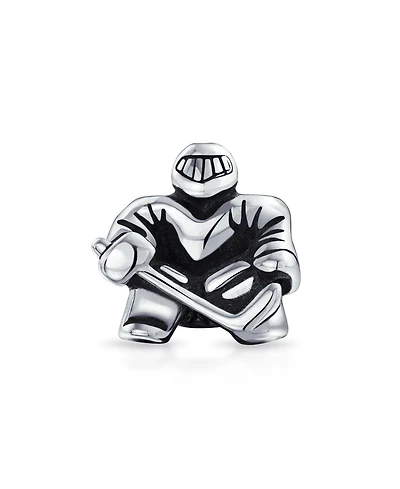 Bling Jewelry Ice Hockey Goalie Sports Team Charm Bead .925 Sterling Silver for Bracelet
