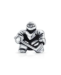 Bling Jewelry Ice Hockey Goalie Sports Team Charm Bead .925 Sterling Silver for Bracelet