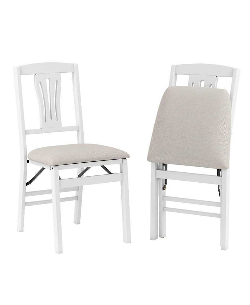 Sugift Folding Kitchen Chairs Set of 2 Upholstered Dining Chairs with Comfy Padded Seats