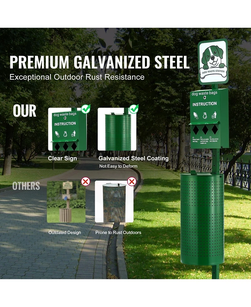 Cozito Dog Waste Station 11.5 Gallon 600 Bags Commercial Outdoor
