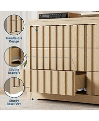 gaomon Bedroom Fluted Dresser, Wooden Chest of Drawers with Deep Storage, Handleless Modern Organizer.