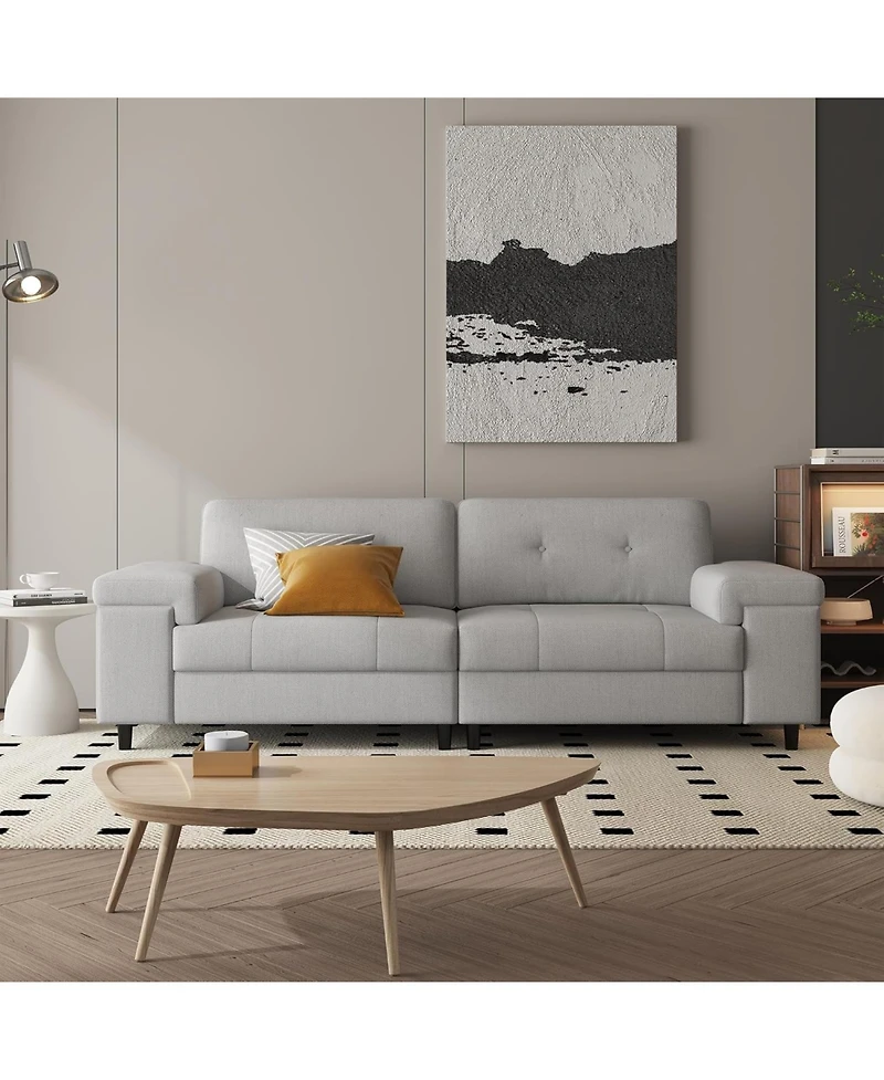 gaomon 85 Inch Modern 3 Seater Sofa Couch with Adjustable Armrests,Living Room Sofa with Plush Chenille Fabric,Couch with Button Tufted Backrest