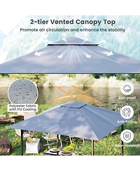 Slickblue Outdoor 3-Piece Bar Set with Double-Tier Grill Gazebo and Bar Stools