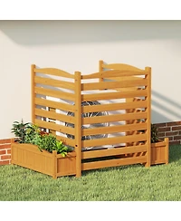 Sugift Three Panel Wood Air Conditioner Fence with Planter Box