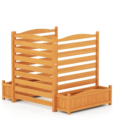 Sugift Three Panel Wood Air Conditioner Fence with Planter Box