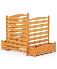 Sugift Three Panel Wood Air Conditioner Fence with Planter Box