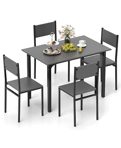 Sugift 5 Piece Dining Table Set Industrial Style Kitchen Table and Chairs for 4