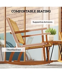 Outsunny 2-Piece Outdoor Rocking Chair, Acacia Wood Outdoor Rockers,