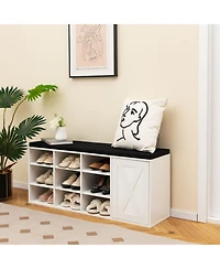 Gouun 9-Cube Shoe Bench with Adjustable Shelves and Removable Cushion