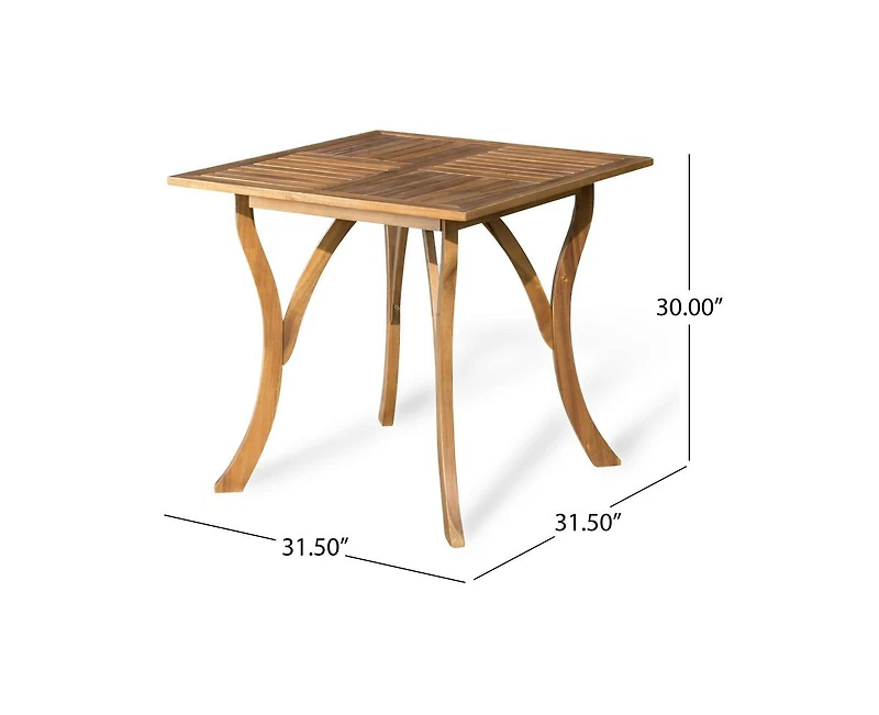 sumyeg Outdoor Hermosa 5 Piece Wood Dining Set With Cushions, Teak Finish With Cream Cushion