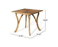 sumyeg Outdoor Hermosa 5 Piece Wood Dining Set With Cushions, Teak Finish With Cream Cushion