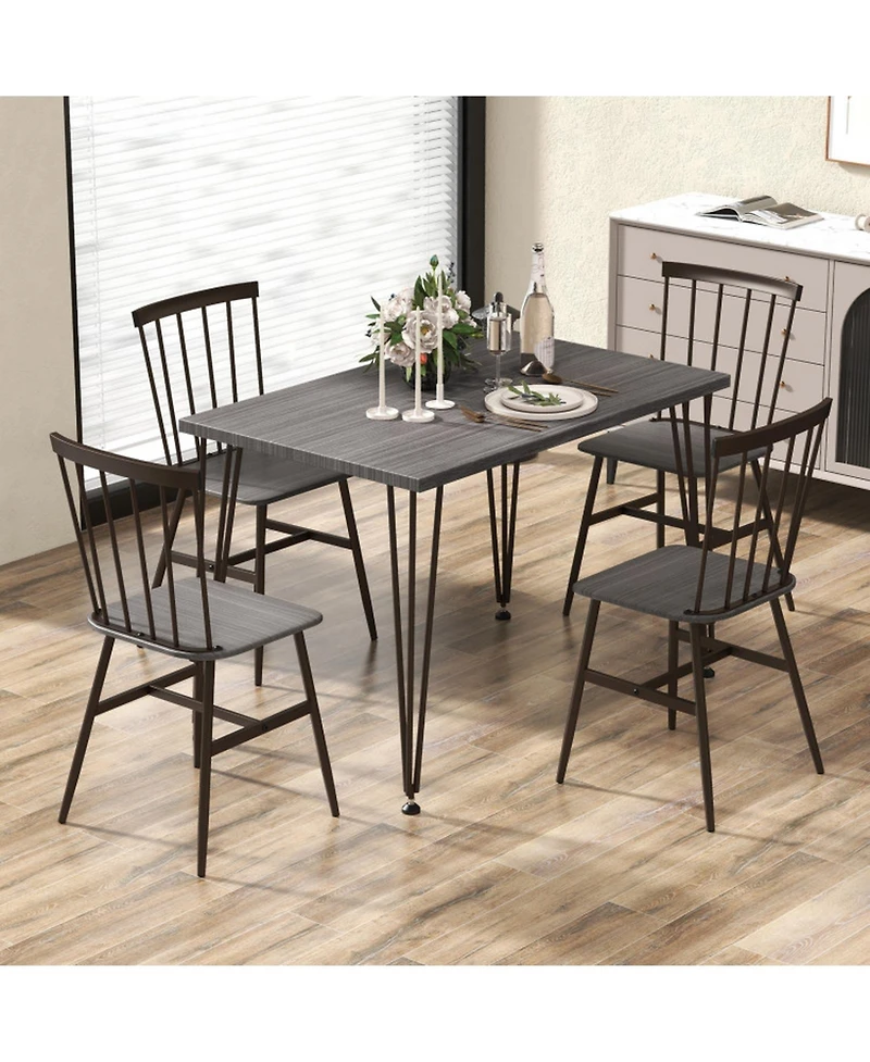 Gouun 5-Piece Kitchen Table Set with 4 High-Back Chairs and Anti-Slip Swivel Feet