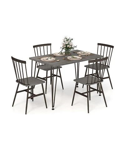 Gouun 5-Piece Kitchen Table Set with 4 High-Back Chairs and Anti-Slip Swivel Feet
