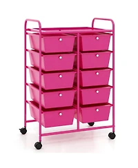 Sugift 10-Drawer Rolling Storage Cart