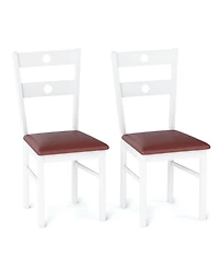 Sugift Wooden Dining Chairs Set of 2 Armless Kitchen Chairs with Hollowed Backrest