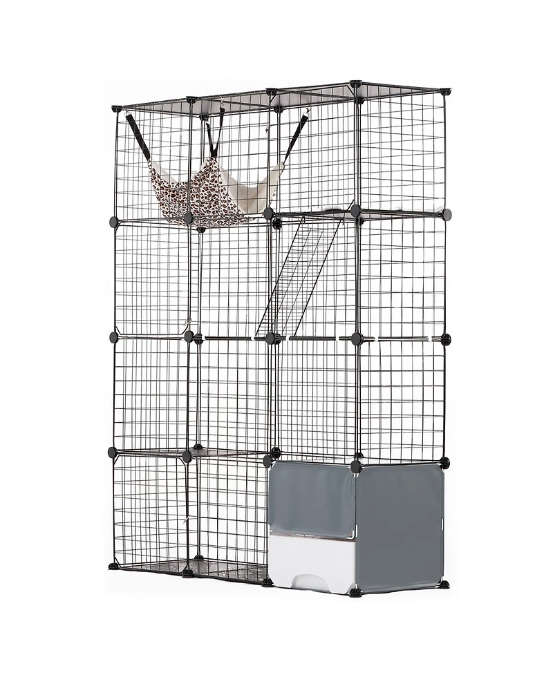 Cozito Cat Cage 4-Tier 41x14x55 in Metal Enclosure with Hammock